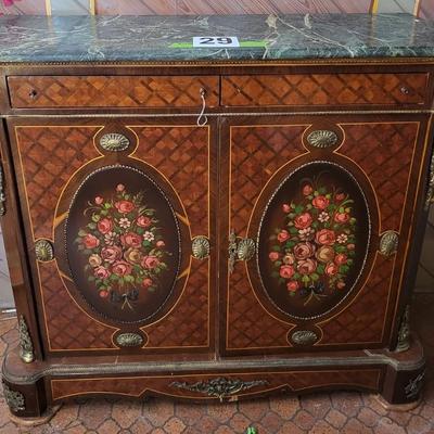 Antique Commode Side Cabinet, Hand Painted