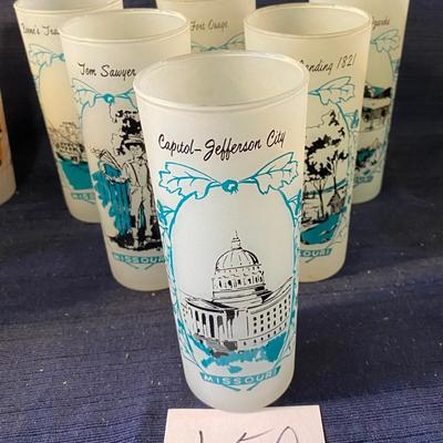 6 Vintage Collectable Frosted 16oz Missouri Glasses