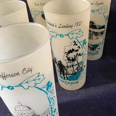 6 Vintage Collectable Frosted 16oz Missouri Glasses