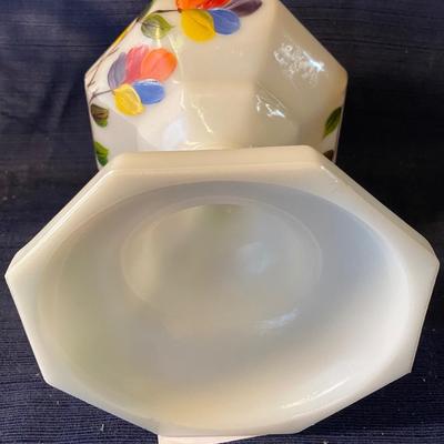 White Glass Hand-painted Table Lamp