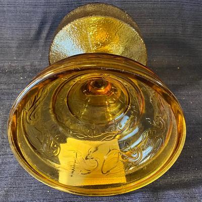 Vintage Amber Glass Hurricane Oil Lamp