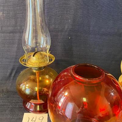 Mid Century Amberina Eagle Oil Lamp