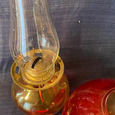 Mid Century Amberina Eagle Oil Lamp