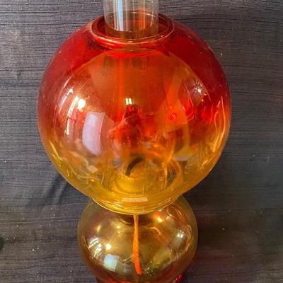 Mid Century Amberina Eagle Oil Lamp