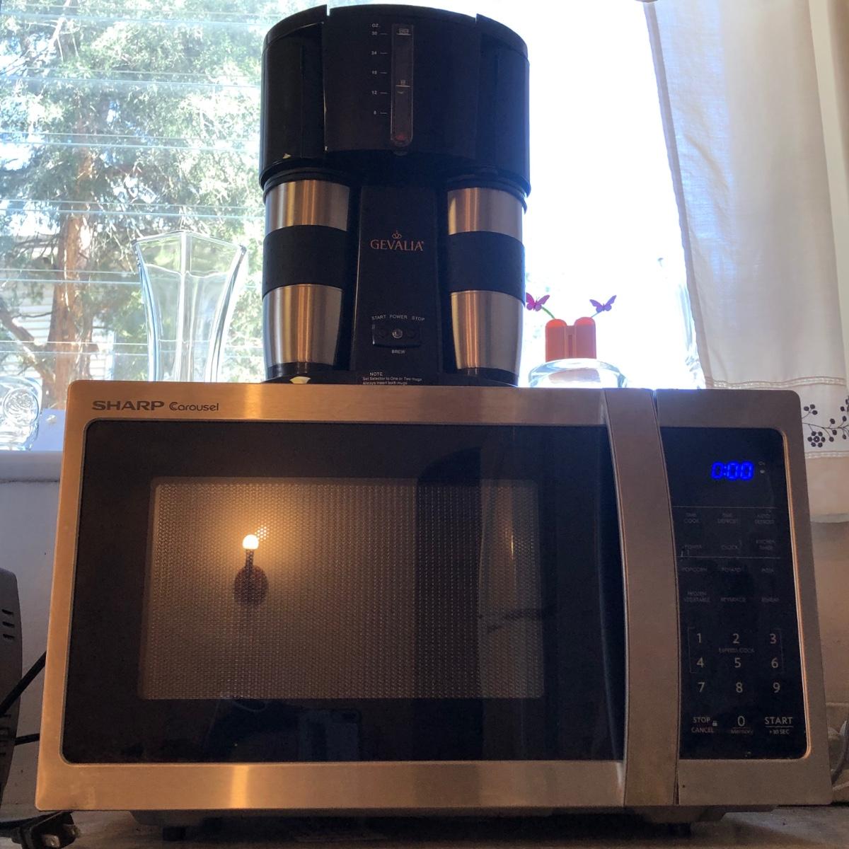 LOT 99M Sharp Microwave Model SMC0912BS & Gevalia 2Cup Coffee Maker Model WS02A