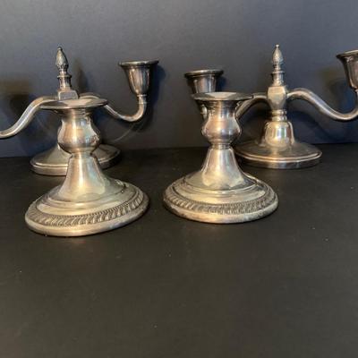LOT:128G: Silver-plated Candle Holders