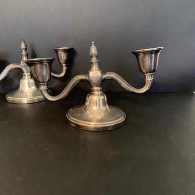 LOT:128G: Silver-plated Candle Holders
