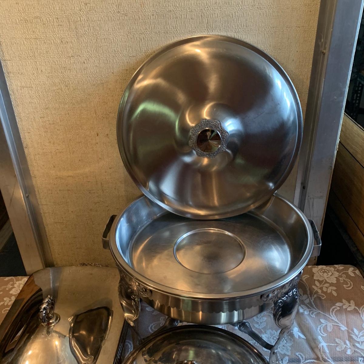 LOT 137R Vintage Chafing Dish & Footed and Covered Serving Dishes w