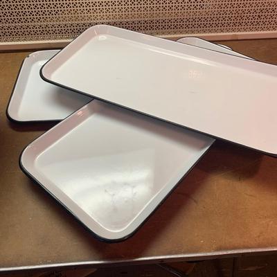 LOT 140R:  Vintage Enamel Metal Refrigerator Dishes, Trays and Oval Platters