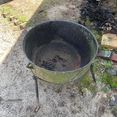 LOT 145R: Large Cast Iron Cauldron w/Stand