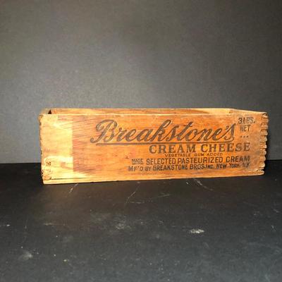 LOT 224M: Vintage Wooden Bench, Breakstone's Cream Cheese Box, James Keiller & Son Ltd. Dundee Orange Marmalade Jar, Ceramic Jam Style...