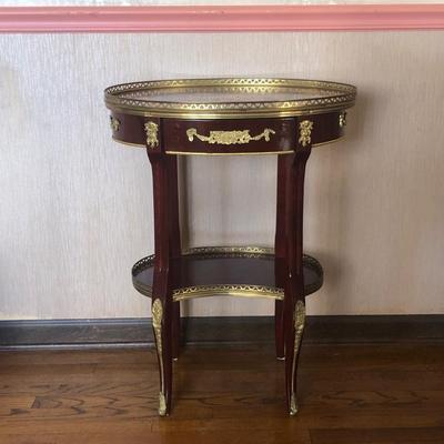 LOT 5M: Louis XVI Style Side Table w/ Brass Colored Accents