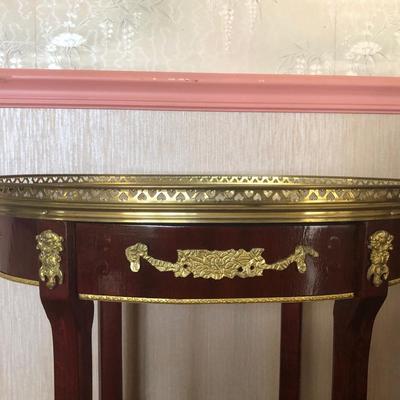 LOT 5M: Louis XVI Style Side Table w/ Brass Colored Accents