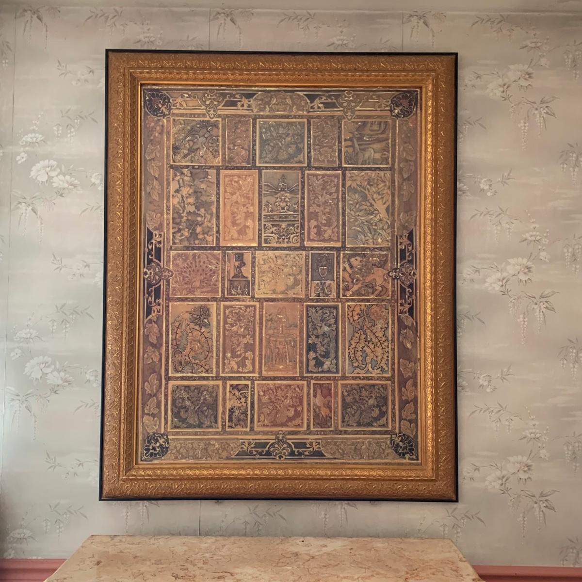 LOT 26R Wood Framed Golden Tapestry Art