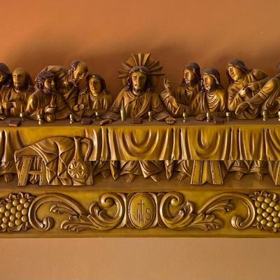 LOT 53C: Vintage Last Supper Picture 3D Plaster Wall Hanging