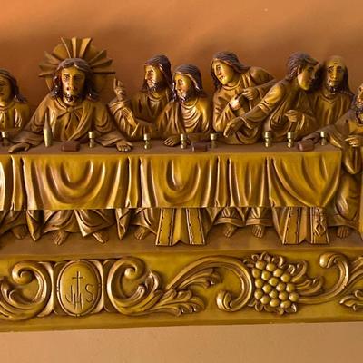 LOT 53C: Vintage Last Supper Picture 3D Plaster Wall Hanging