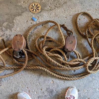Antique Industrial Block and Tackle Pulleys
