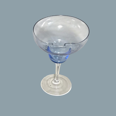 4 Clear & Blue Glass Margarita Glasses