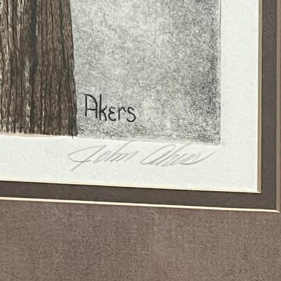 JOHN AKERS ~ â€œPelican Perchâ€ ~ Signed Framed Print