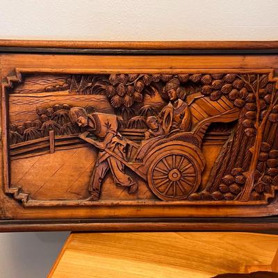 Lot Unique Carved Wood Decorative Pieces - bowl, coasters, vintage art