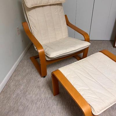 Ikea Poang Chair Armchair and Footstool Set with Covers