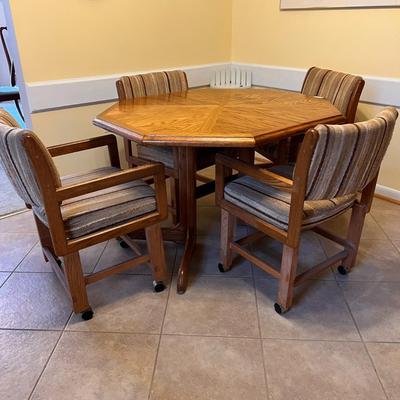 Octagon Dining Table with Leaf and 4 Chairs