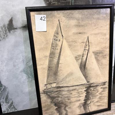 Lot of Vintage and Contemporary Nautical Framed Art