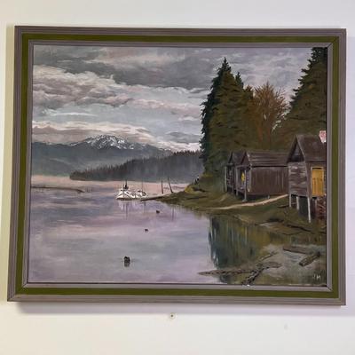 Large Vintage Framed Oil Painting Original Art