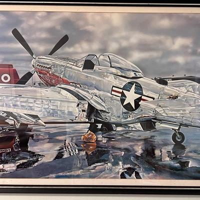Framed WWII P-51 MUSTANG Print of Painting by RON KLEEMAN