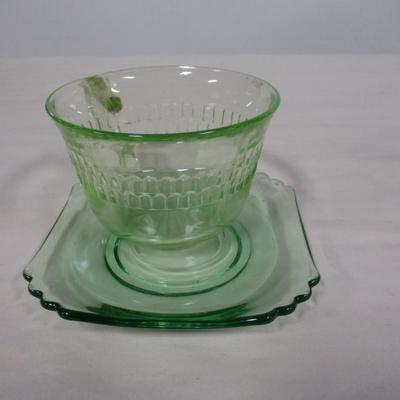 Uranium Glass Bowls & Coffee/Tea Cup w/Saucer