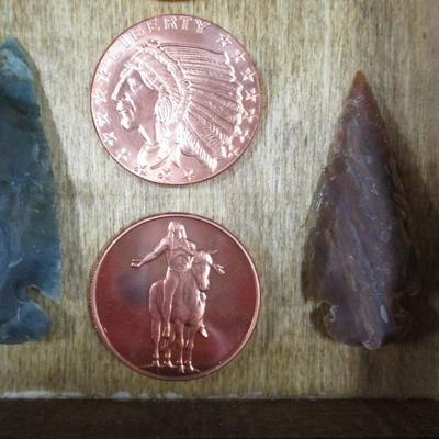 Native American Indian Head .999 Ounce Copper Rounds in Shadow Box
