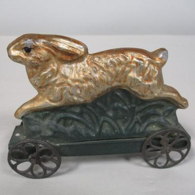 Vintage Cast Iron Rabbit Pull Toy