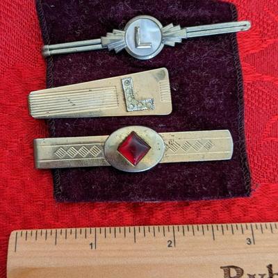 3 Vintage Tie Clips, Mother of Pearl
