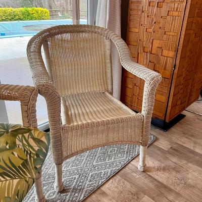 2 Woven Rattan Wicker Chairs with Pads