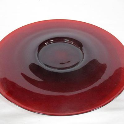 Ruby Red Glassware Set Large Bowl With Plate