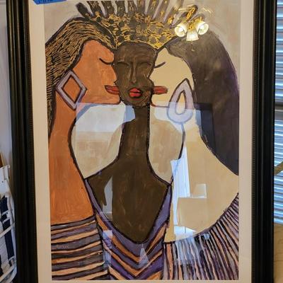 3 Ladies Artwork including Easel