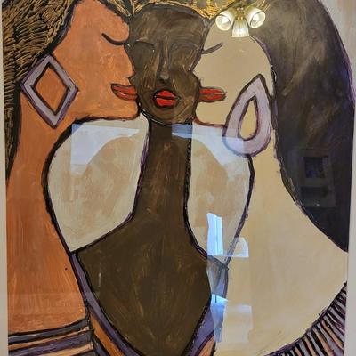 3 Ladies Artwork including Easel