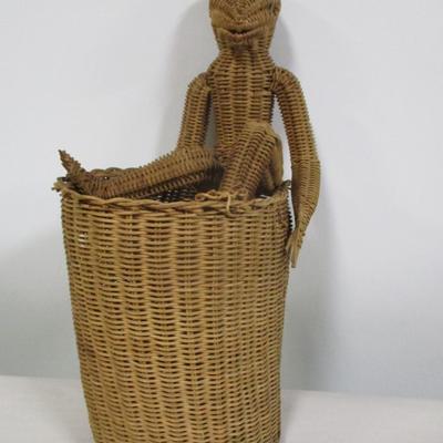 Wicker Weave Basket with Figural Accent