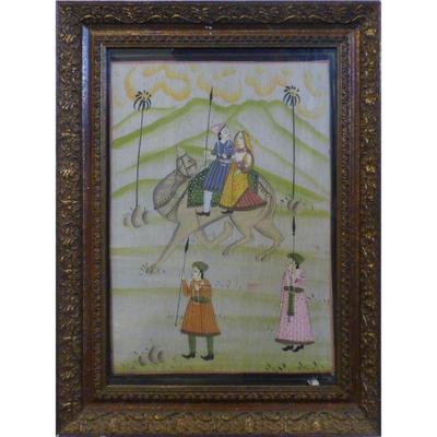 Original Indian Minatory Painting on silk,Â  16" x 21" , MarketÂ PriceÂ  $990