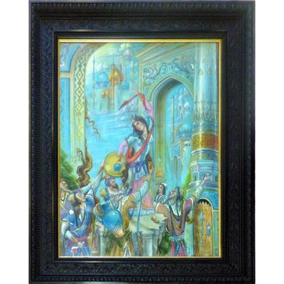 Antique Hand Made Persian Miniature on Leather 100% Handmade. 32" X 42" , Market Value Over $15000