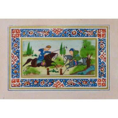 Hand Made Persian Miniature painting on plastic / Paper 7" X 9.5", Market Value $470