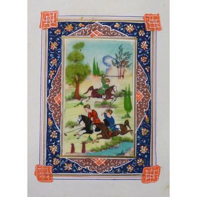 Hand Made Persian Miniature painting on plastic / Paper 7" X 9.5", Market Value $470