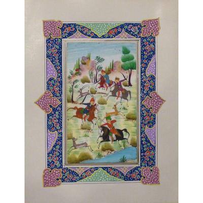 Hand Made Persian Miniature painting on plastic / Paper 7" X 9.5", Market Value $470