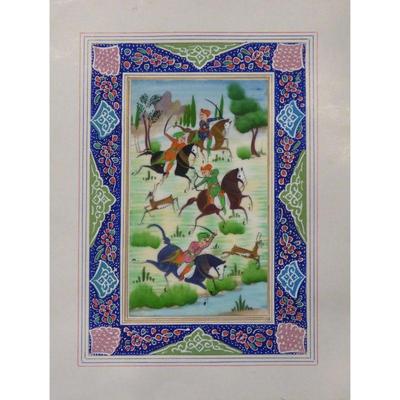 Hand Made Persian Miniature painting on plastic / Paper 7" X 9.5", Market Value $470