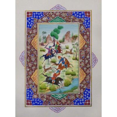 Hand Made Persian Miniature painting on plastic / Paper 7" X 9.5", Market Value $470