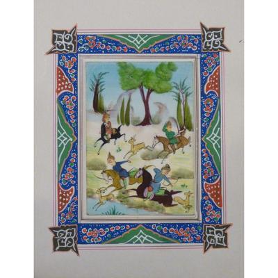 Hand Made Persian Miniature painting on plastic / Paper 7" X 9.5", Market Value $470