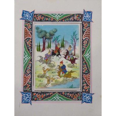 Hand Made Persian Miniature painting on plastic / Paper 7" X 9.5", Market Value $470