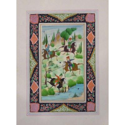  Hand Made Persian Miniature painting on plastic / Paper 7" X 9.5", Market Value $470