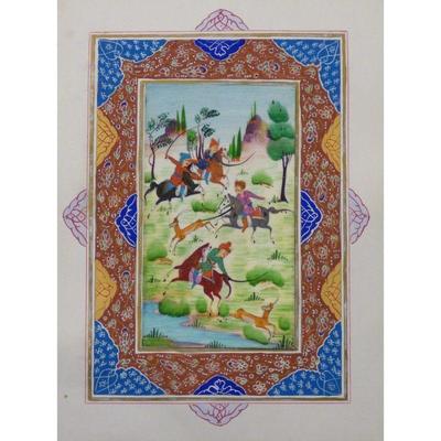 Hand Made Persian Miniature painting on plastic / Paper 7" X 9.5", Market Value $470