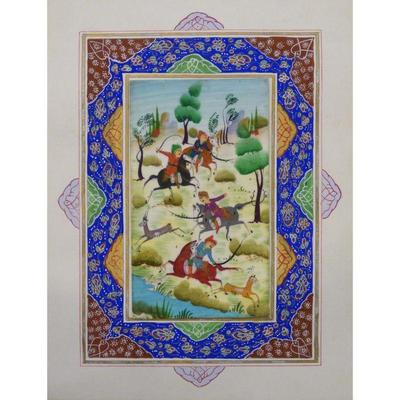 Hand Made Persian Miniature painting on plastic / Paper 7" X 9.5", Market Value $470